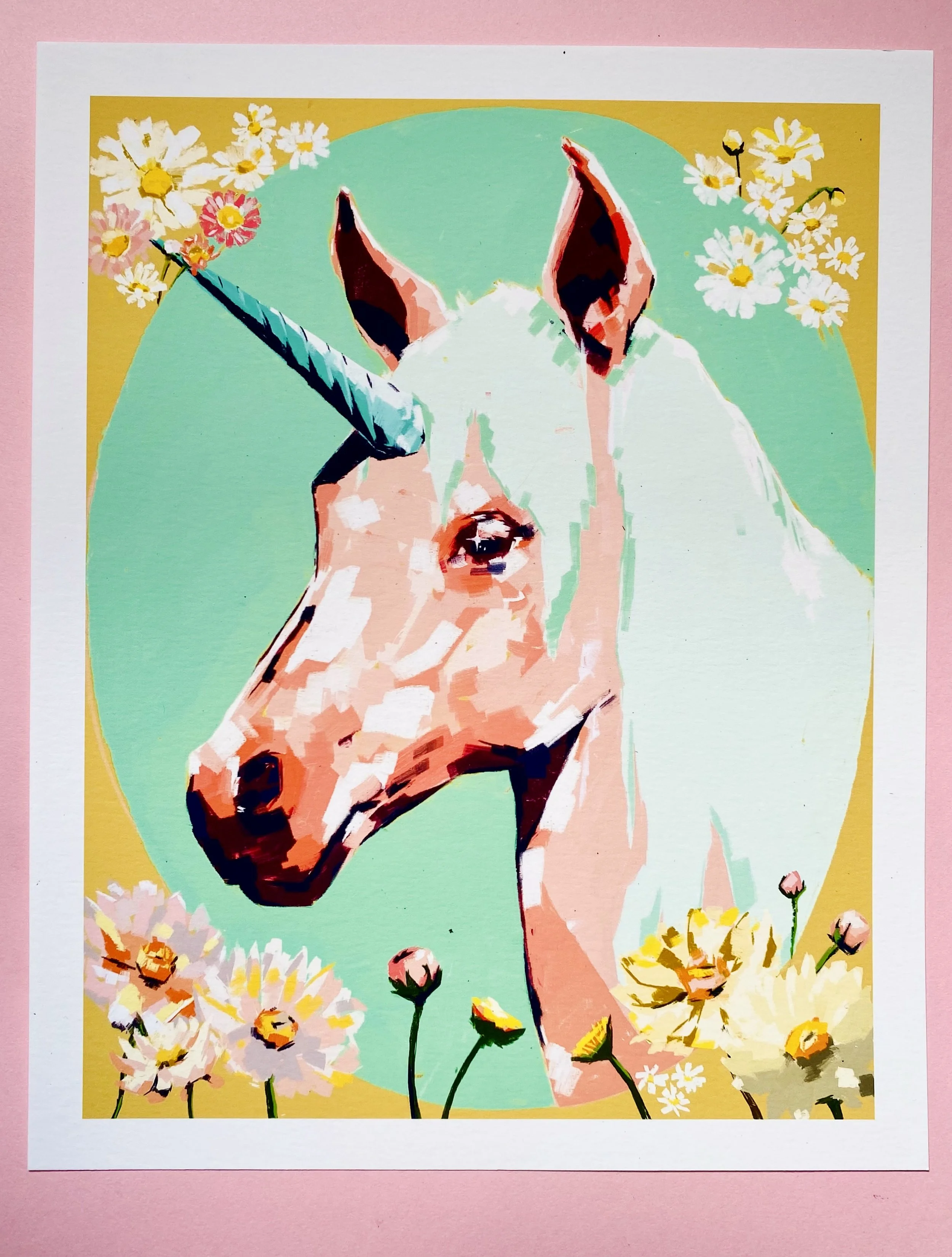 Peach Unicorn Fantasy Fine Art Giclee Print