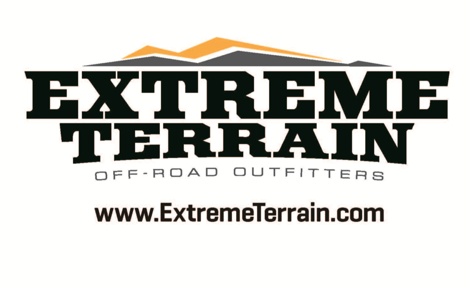 Logo for Extreme Terrain Off-Road Outfitters with mountain graphic and website URL