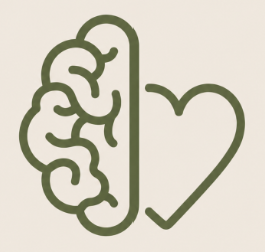 Outline of a brain and a heart side by side