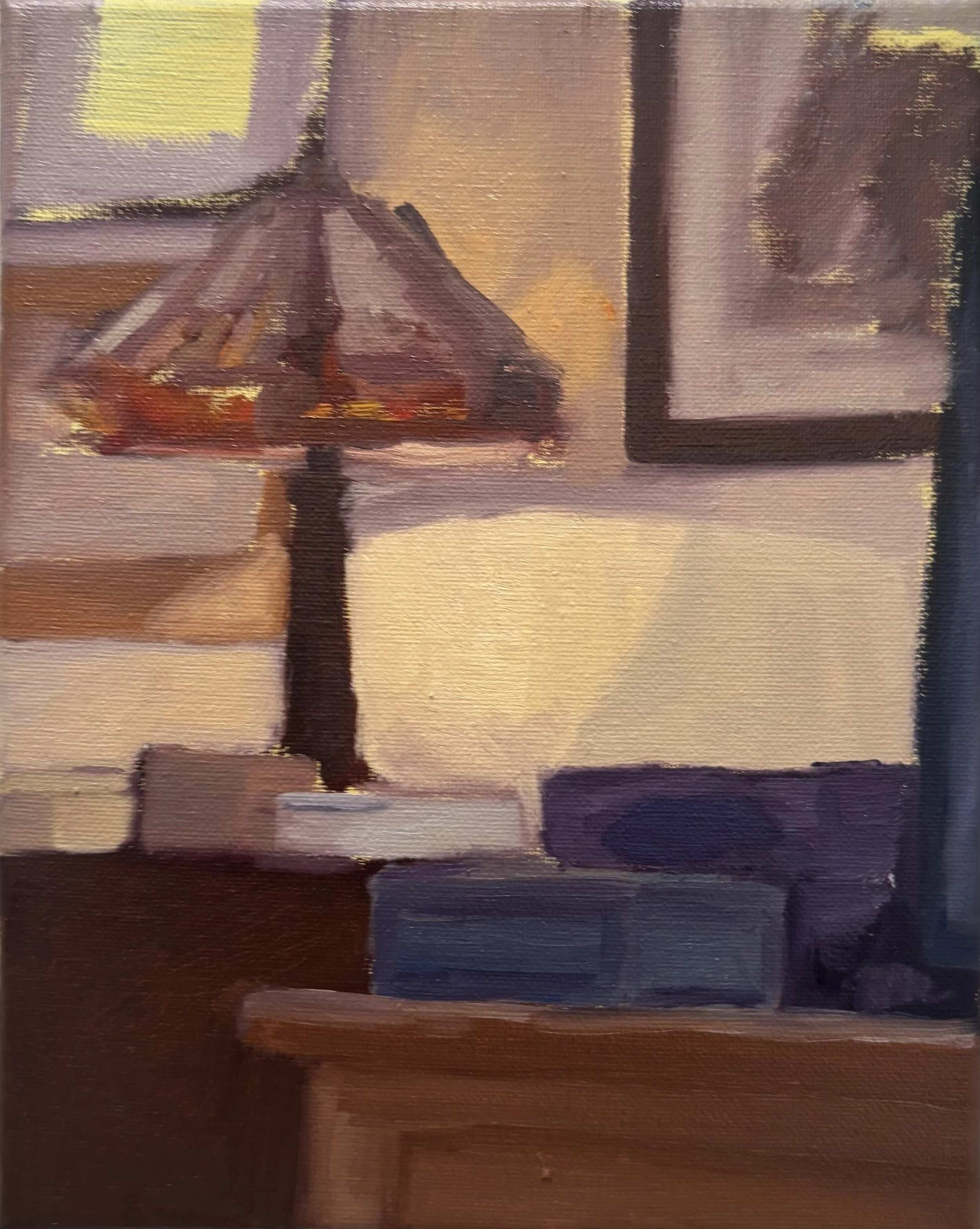 '83 Lamp in the Living Room', 2025. Oil on canvas, 8 x 10 in. 
