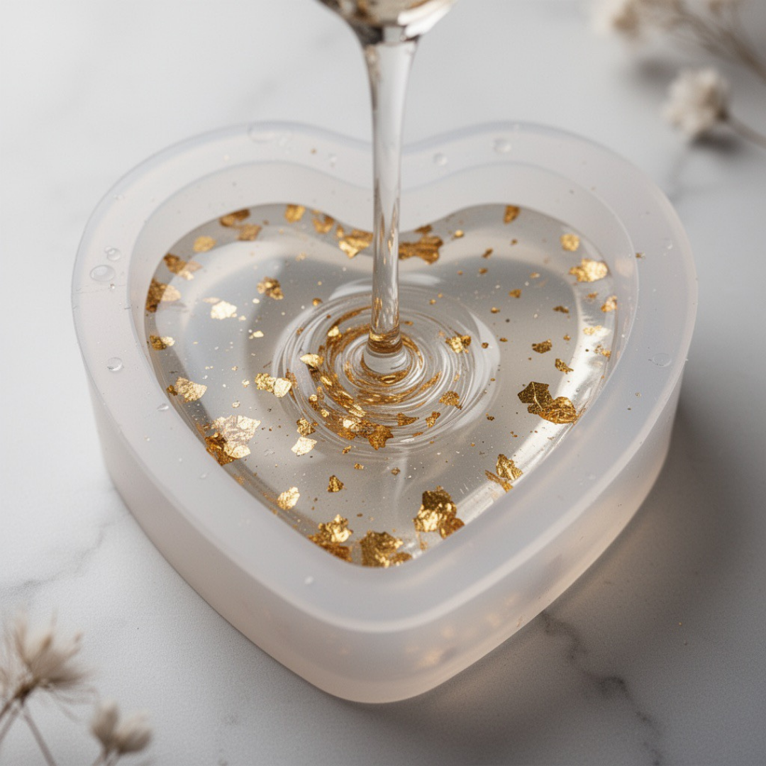 resin pour with gold flakes