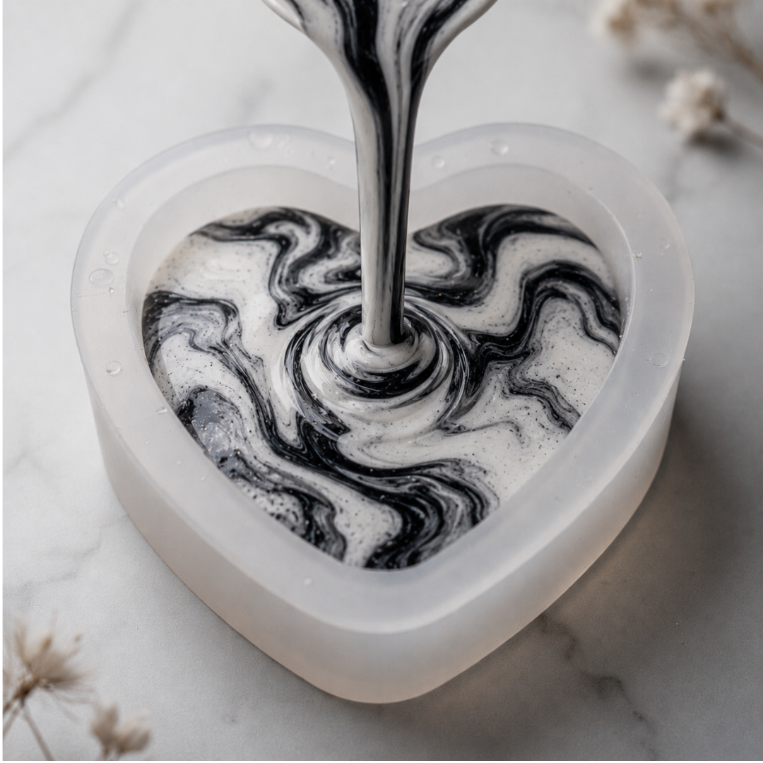 marbled ceramic pour