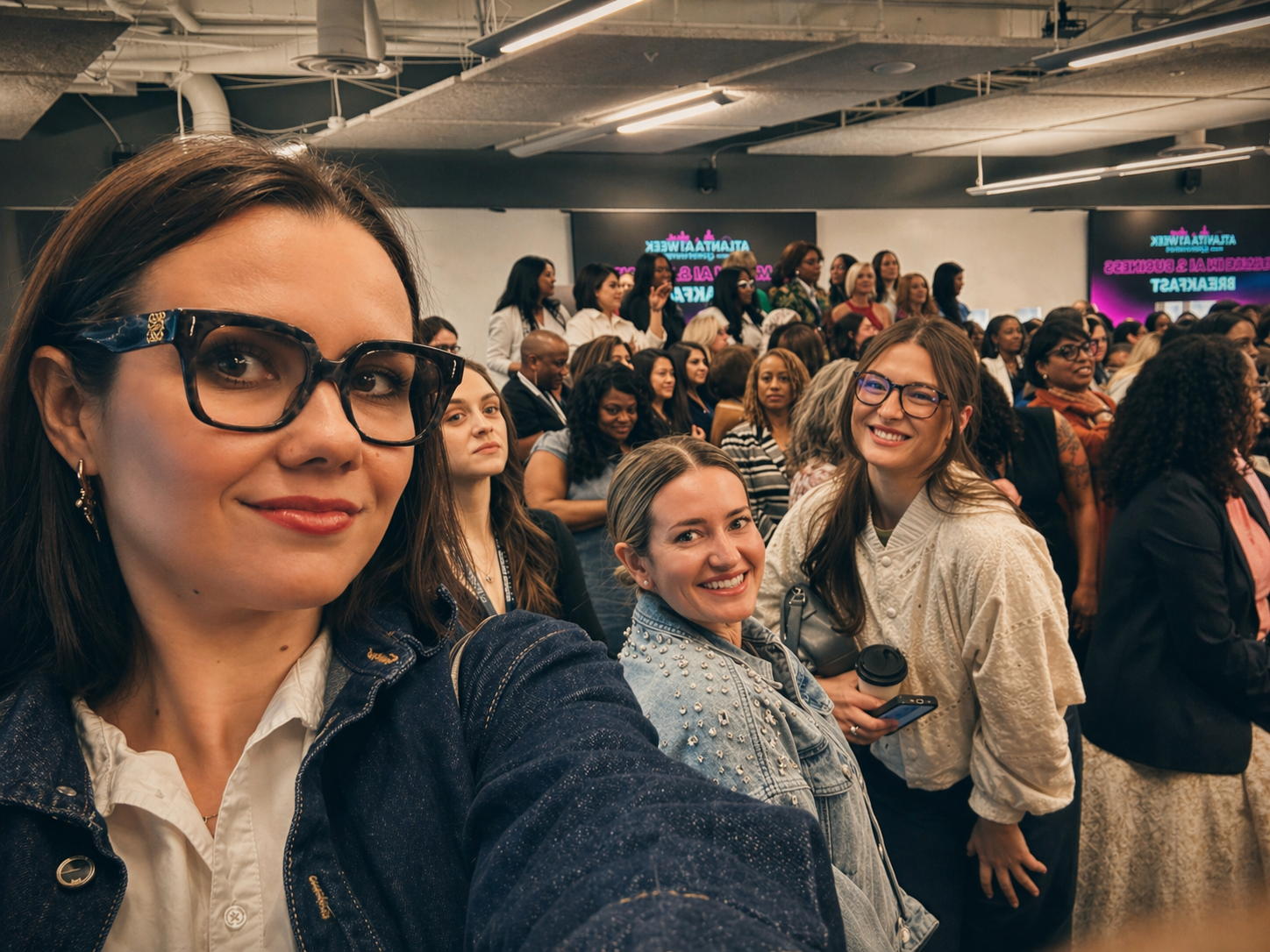gvb marketing agency  employees attending Atlanta women in AI and business breakfast in Buckhead, Georgia