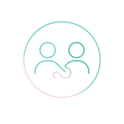 digital icon of two human icons holding hands, symbolizing partnership
