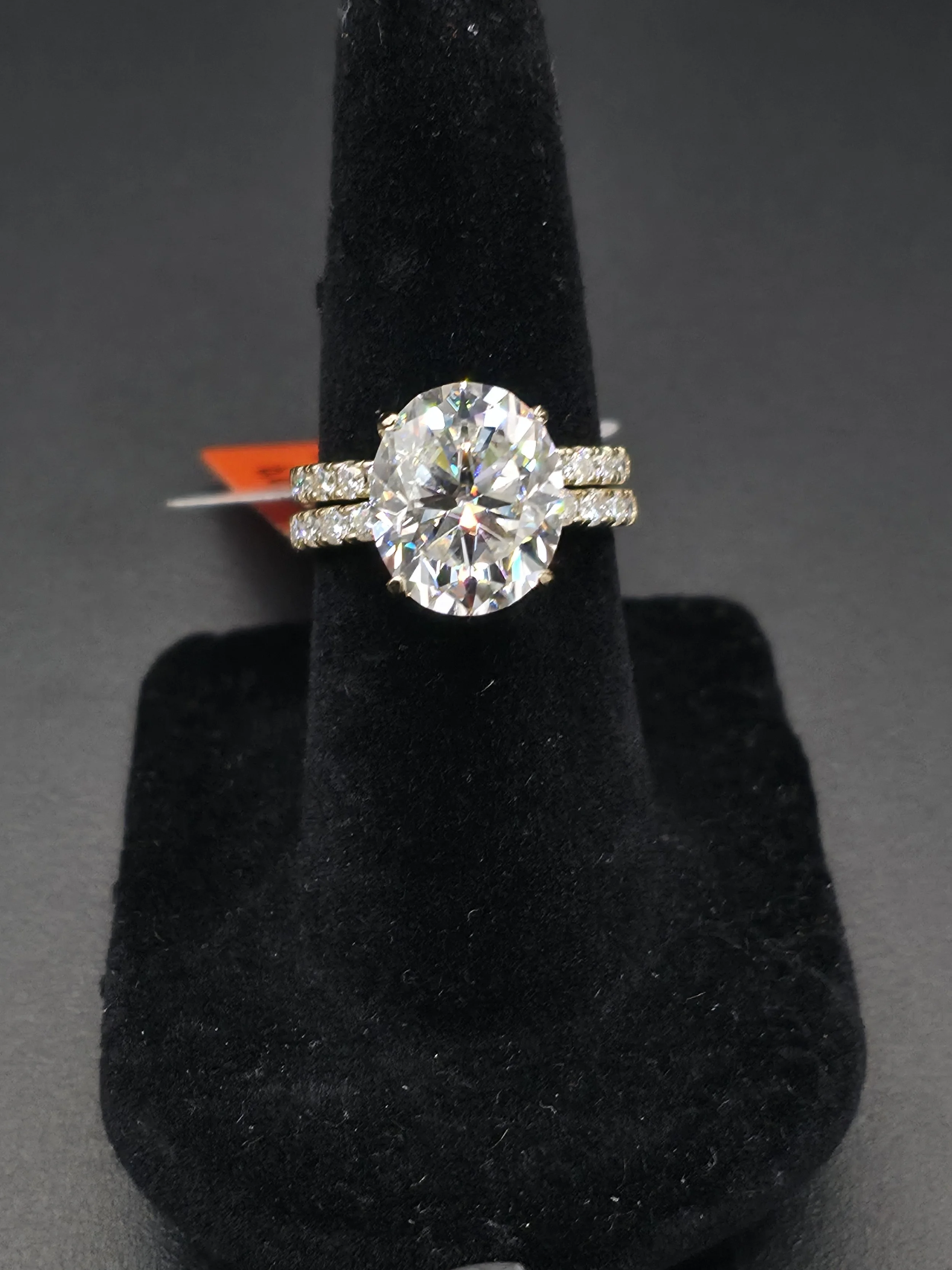 6 CTW Clear Moissanite Wedding Ring Set | White Gold Finish Over Sterling Silver