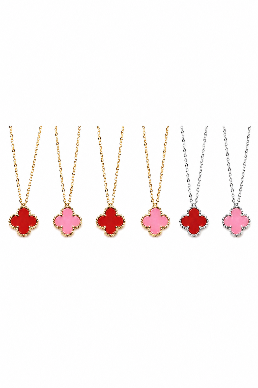 Cherry Red and Baby Pink Van Cleef Inspired- Necklace