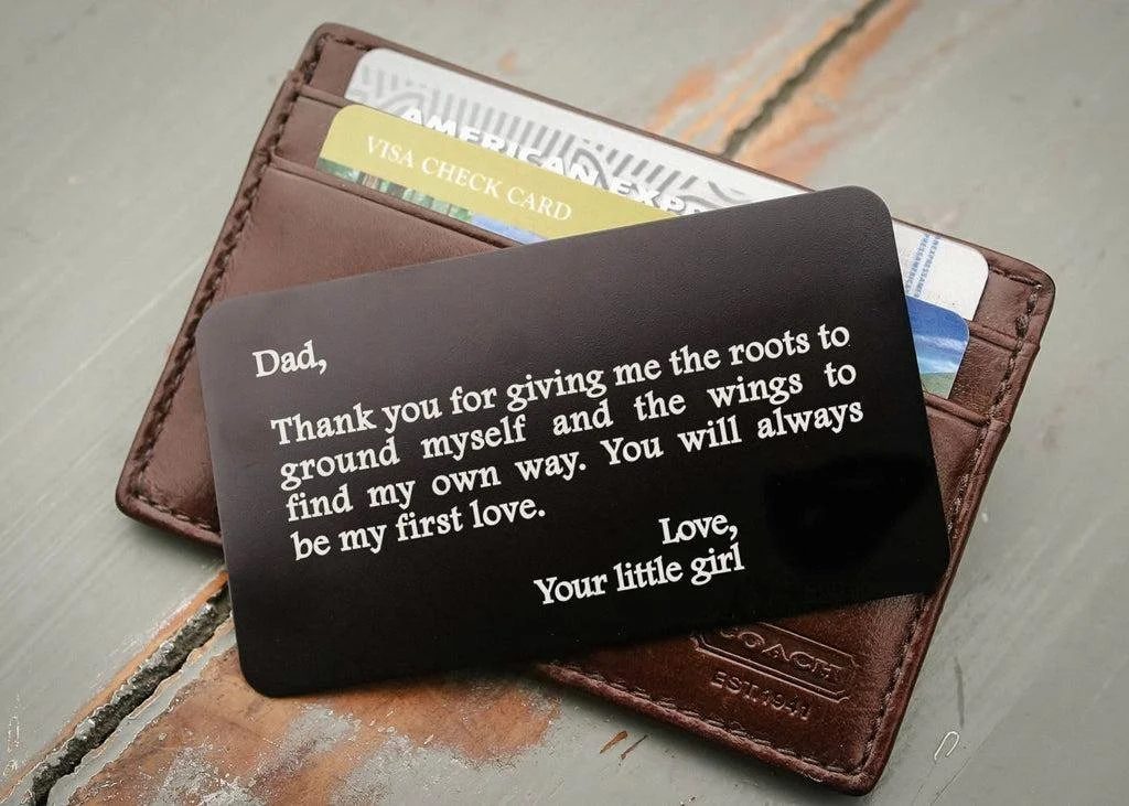 Custom Black Metal Wallet Card • Add Photo or Handwriting