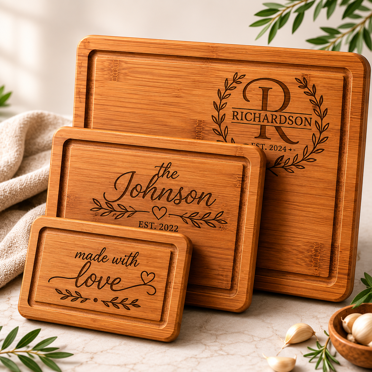 Personalized Engraved Bamboo Cutting Board