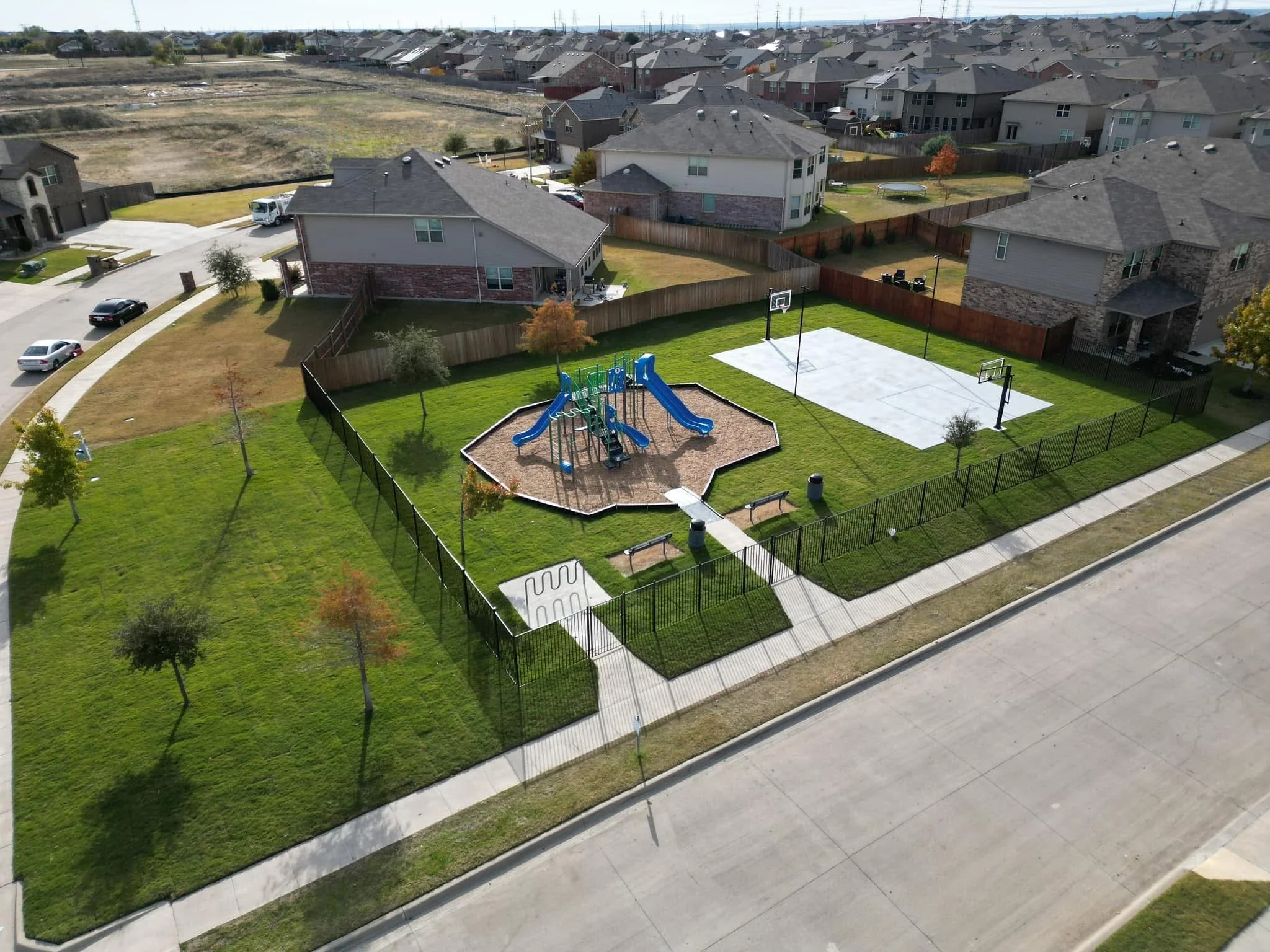 Sod + Concrete + Fence