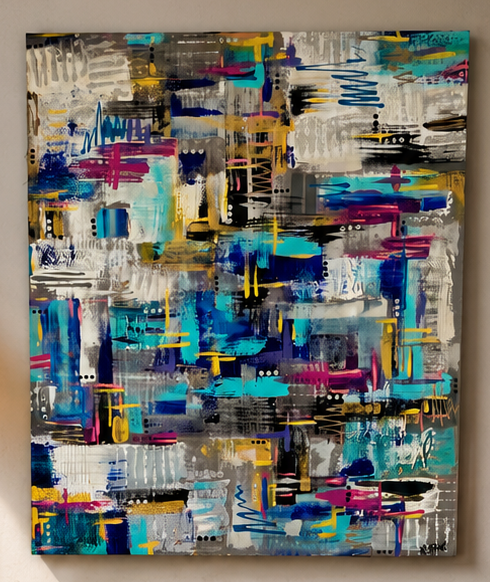 abstract jackson pollock inspired oil on canvas