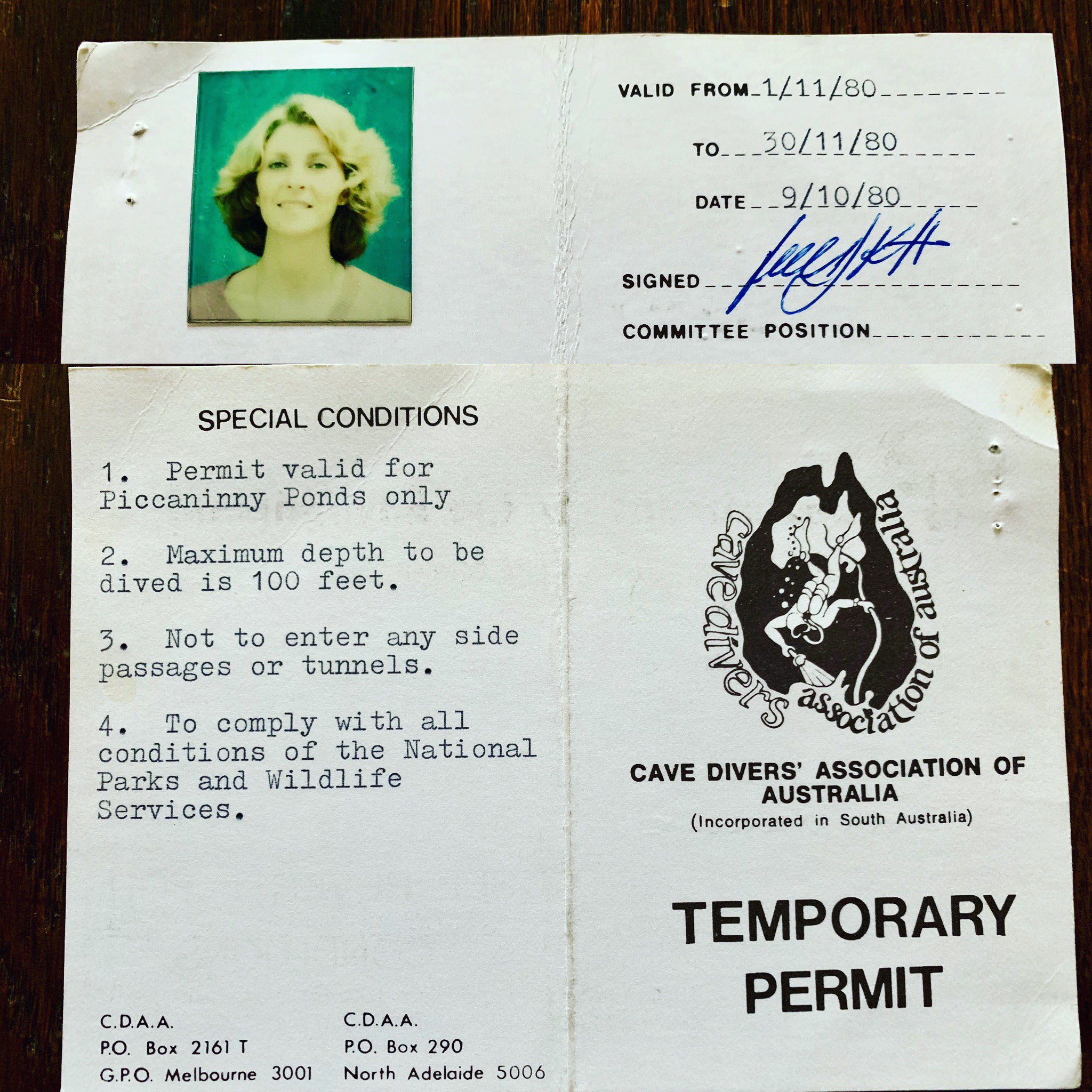 AUSTRALIA special cave diving permit for South Australia sinkholes   