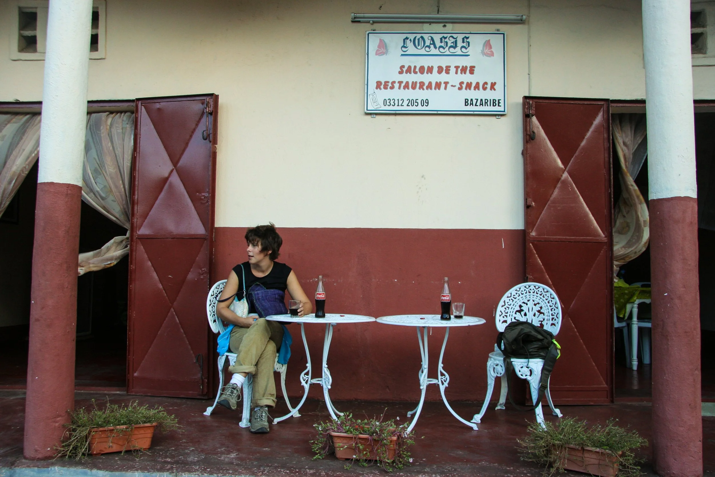 MADAGASCAR Emily at a local café in the southern town Fort Dauphin