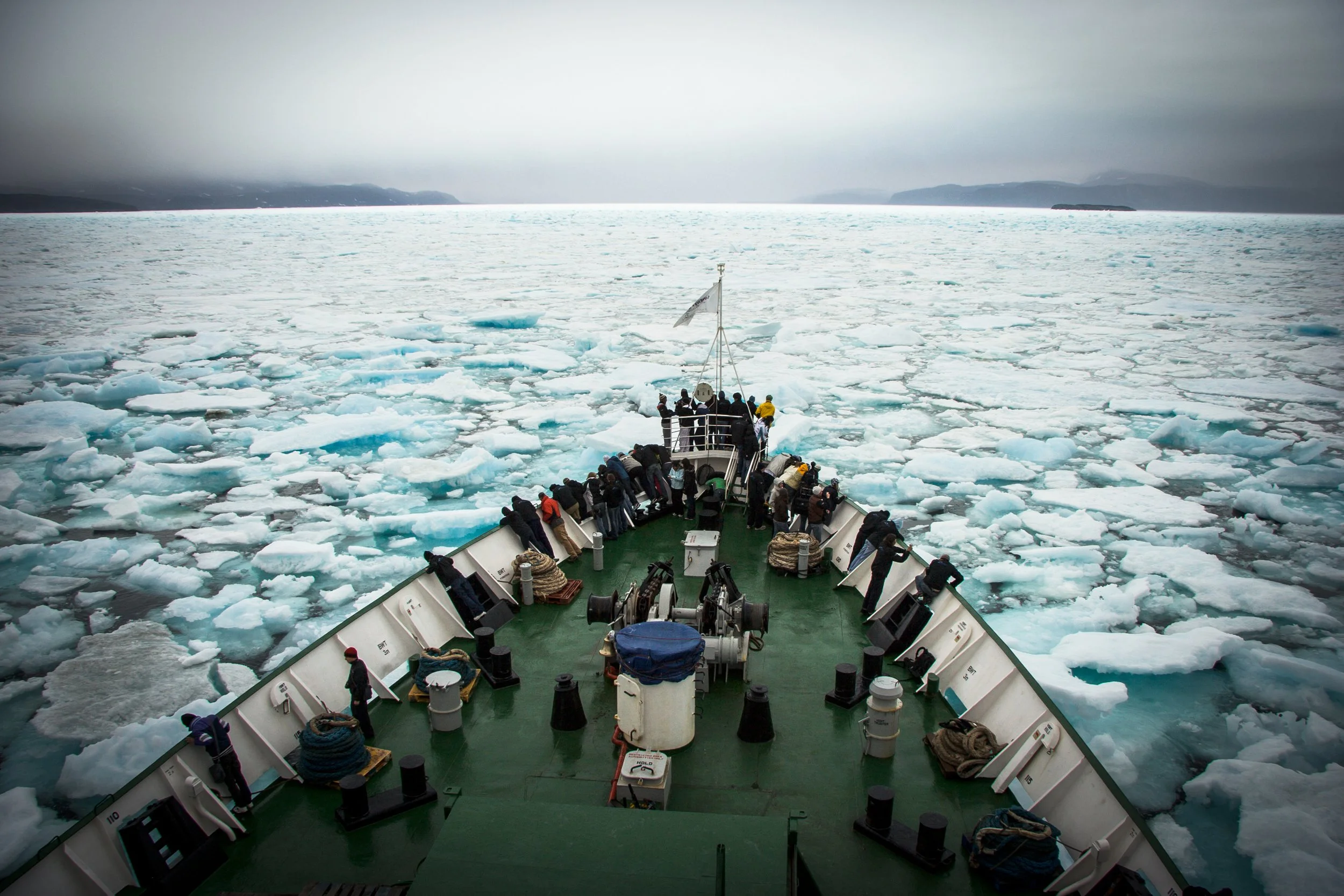 ARCTIC at the edge of pack ice on board a ship with Students on Ice