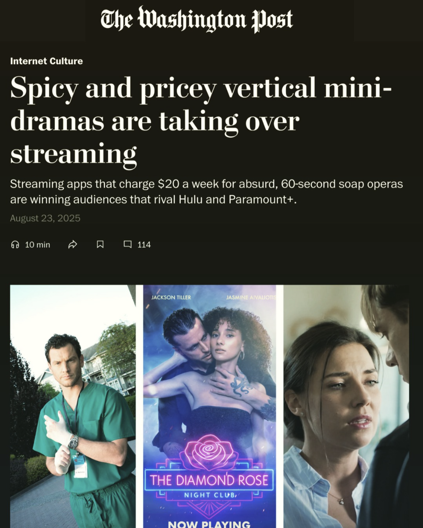THE WASHINGTON POST - Spicy and pricey vertical mini-dramas are taking over streaming