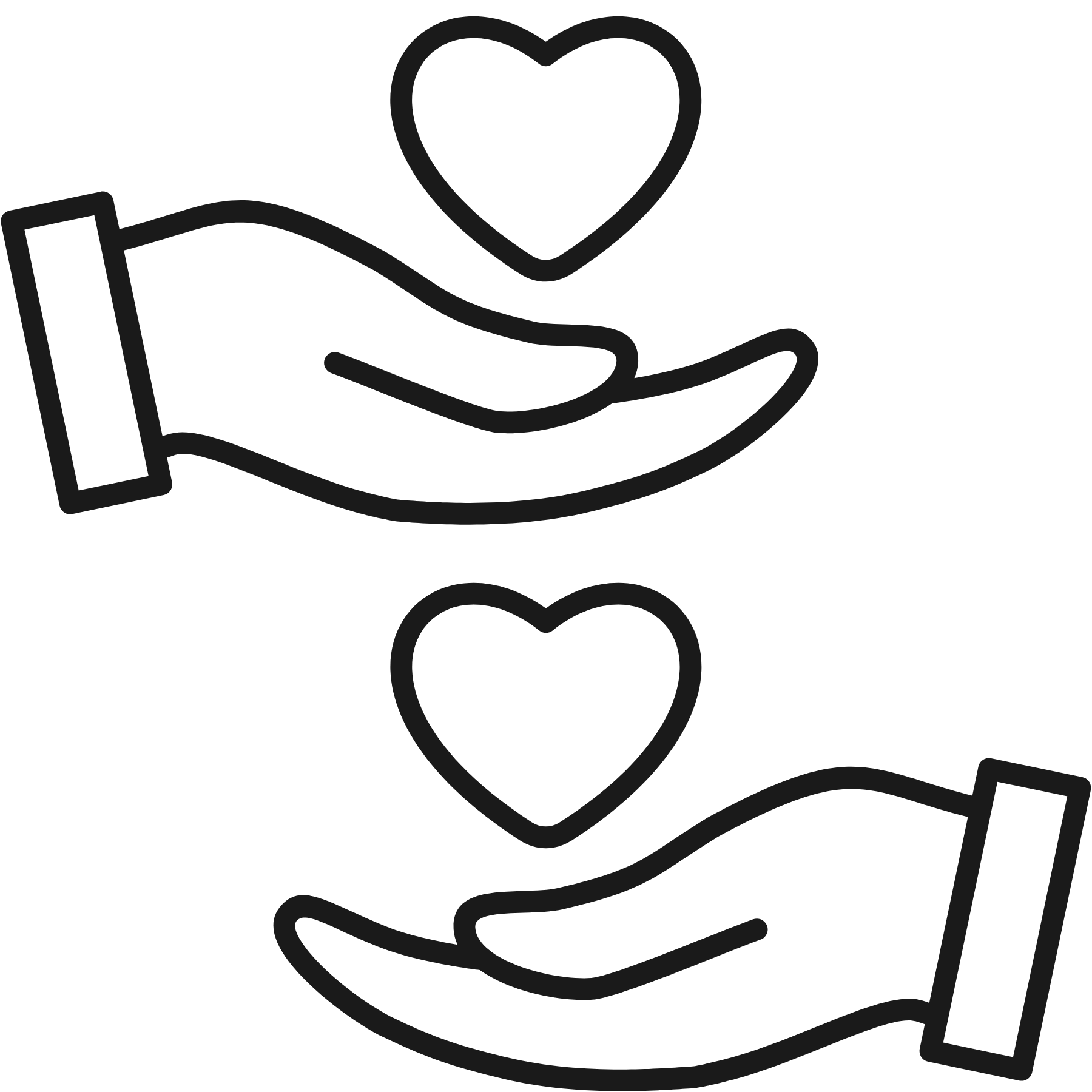 Two hands holding hearts icon