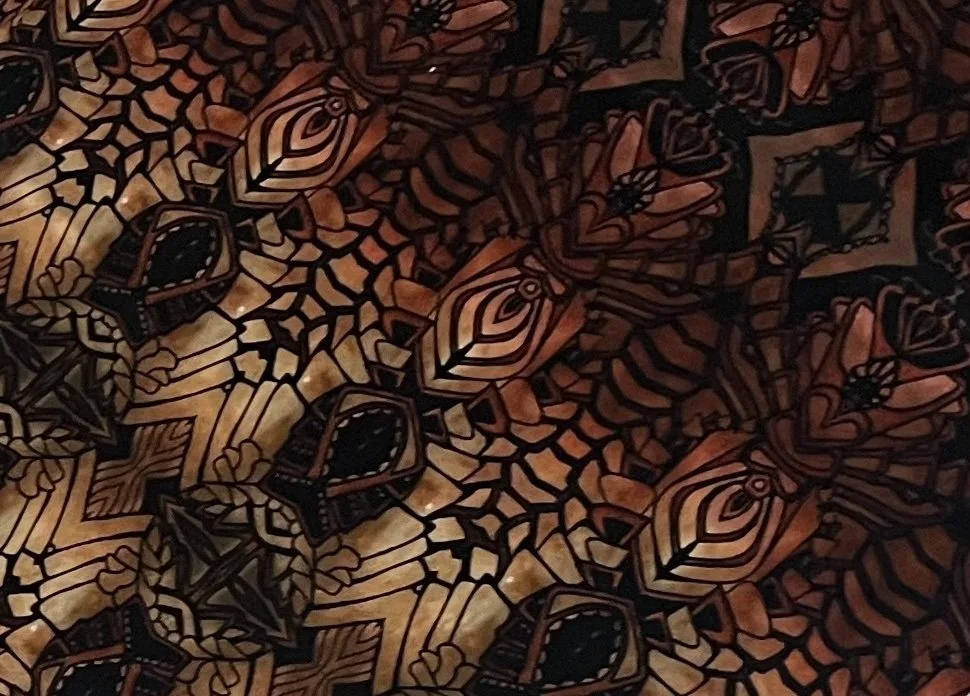BROWN AND BLACK TONAL ABSTRACT DOODLE. REMINISCENT OF BUTTERFLY WINGS, SNAKESKIN OR ROOTS.
