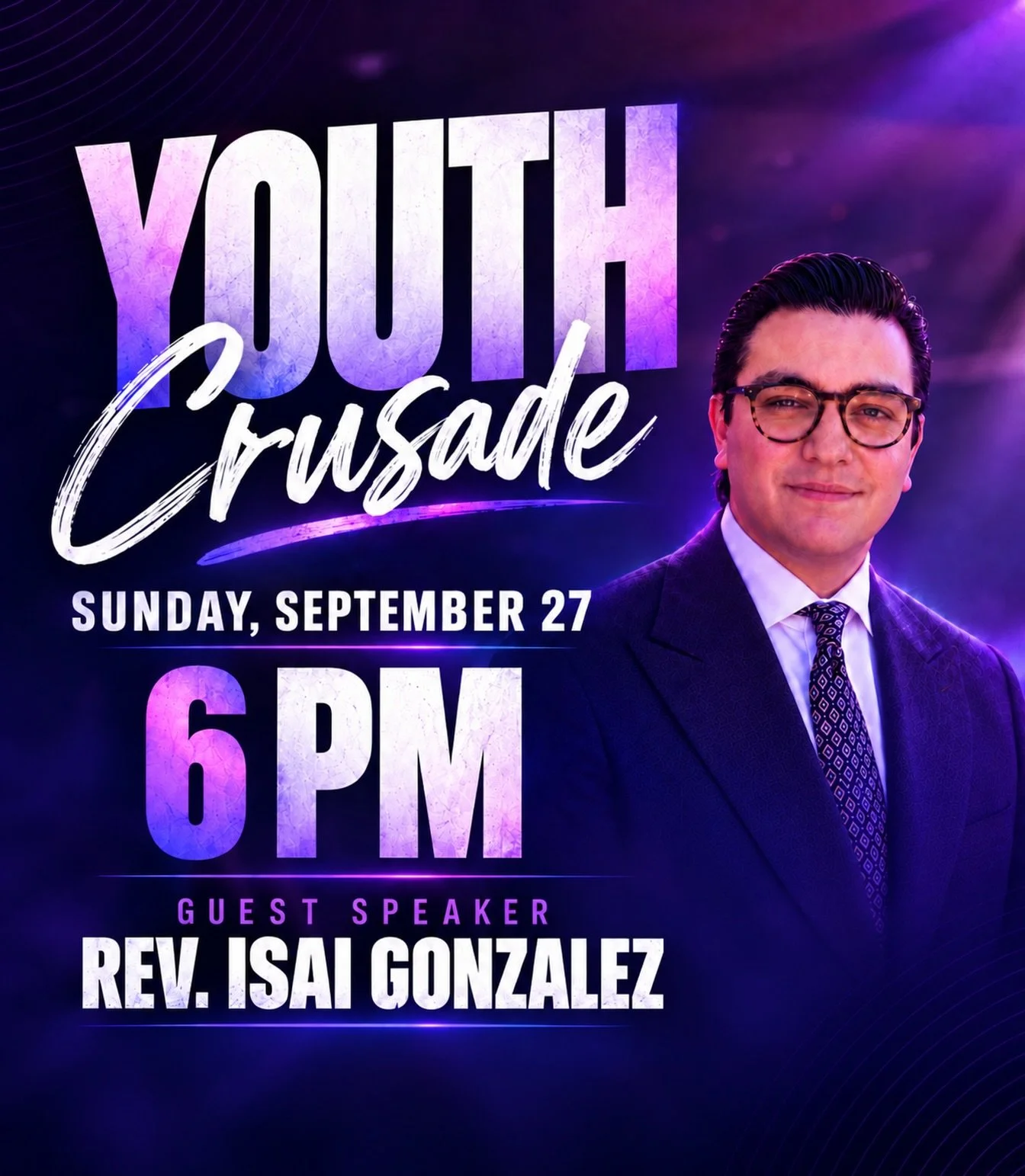 Youth Crusade is happening TONIGHT! 🔥

We are excited and expectant for what God is going to do in this service. Our youth praise team and choir will be leading us in worship, directed by Nathan and Mackenzie Young, so come ready to worship and be p