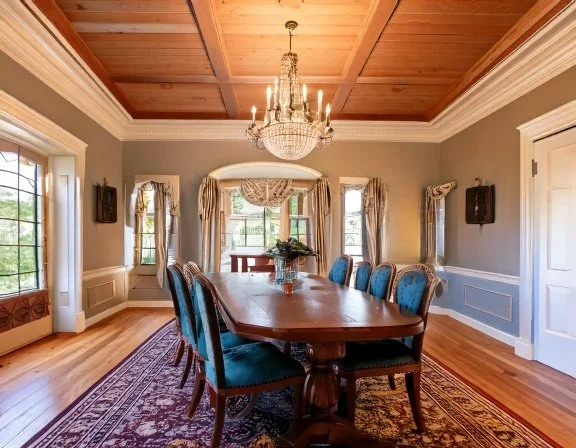 Coffered ceiling with painted beams in a Davis Islands great room, Tampa FL