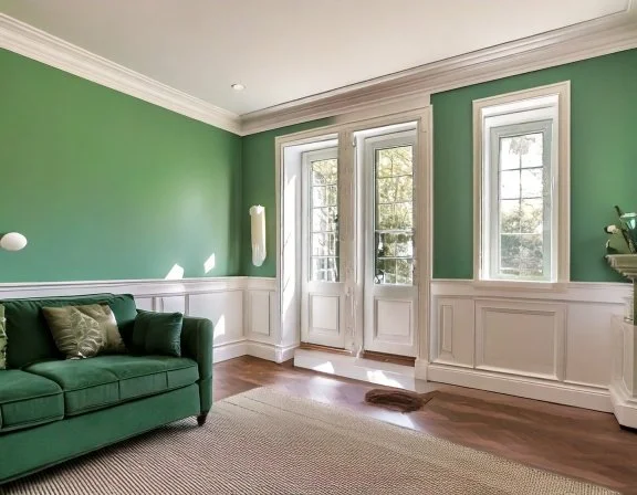 Crown molding and casing installed in a St. Petersburg living room