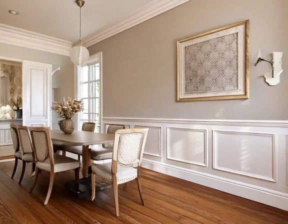Picture-frame wainscoting in a Snell Isle dining room, St. Petersburg FL