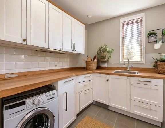 Laundry-room wall cabinets and folding counter, Shore Acres St. Petersburg