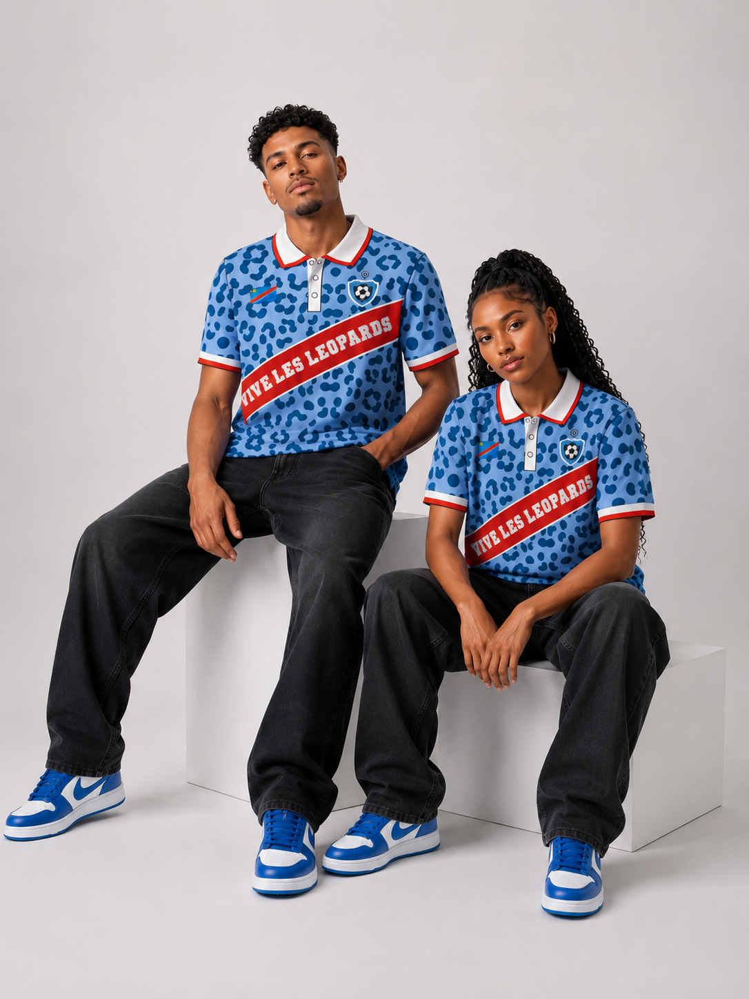 Vive Les Léopards Polo Dark Blue