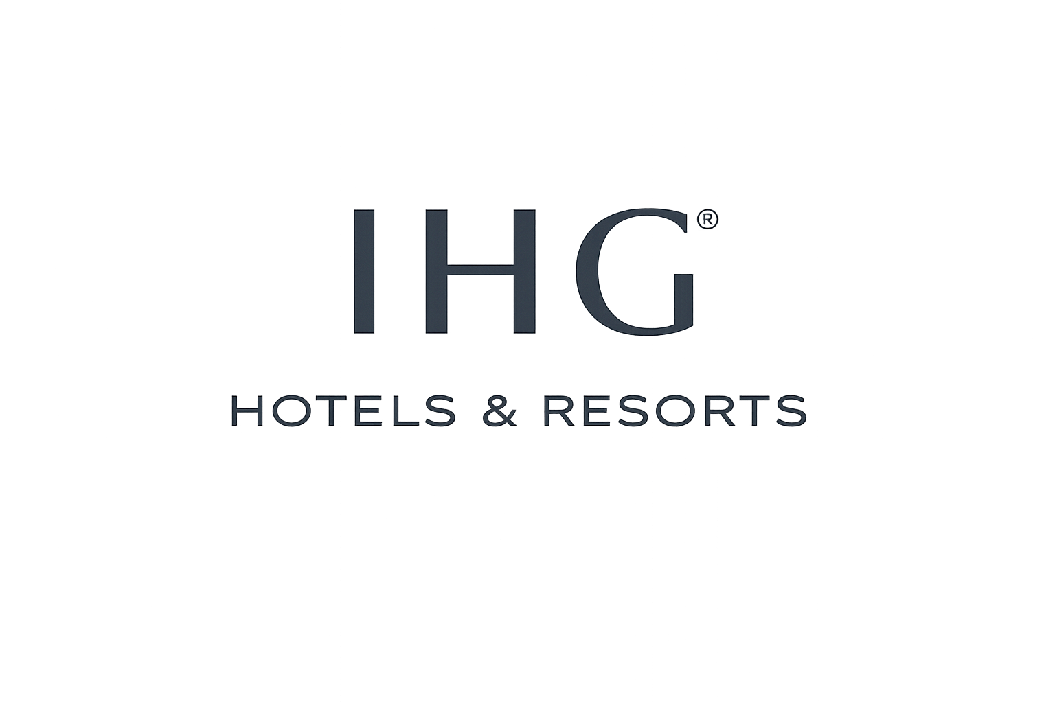 Logo of IHG Hotels & Resorts in dark gray text on a black background.