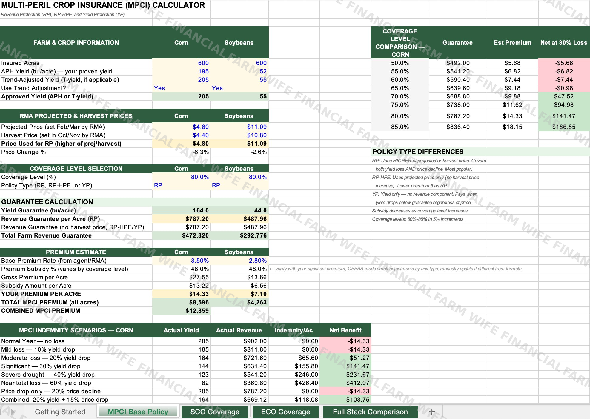Crop Insurance Stack Calculator