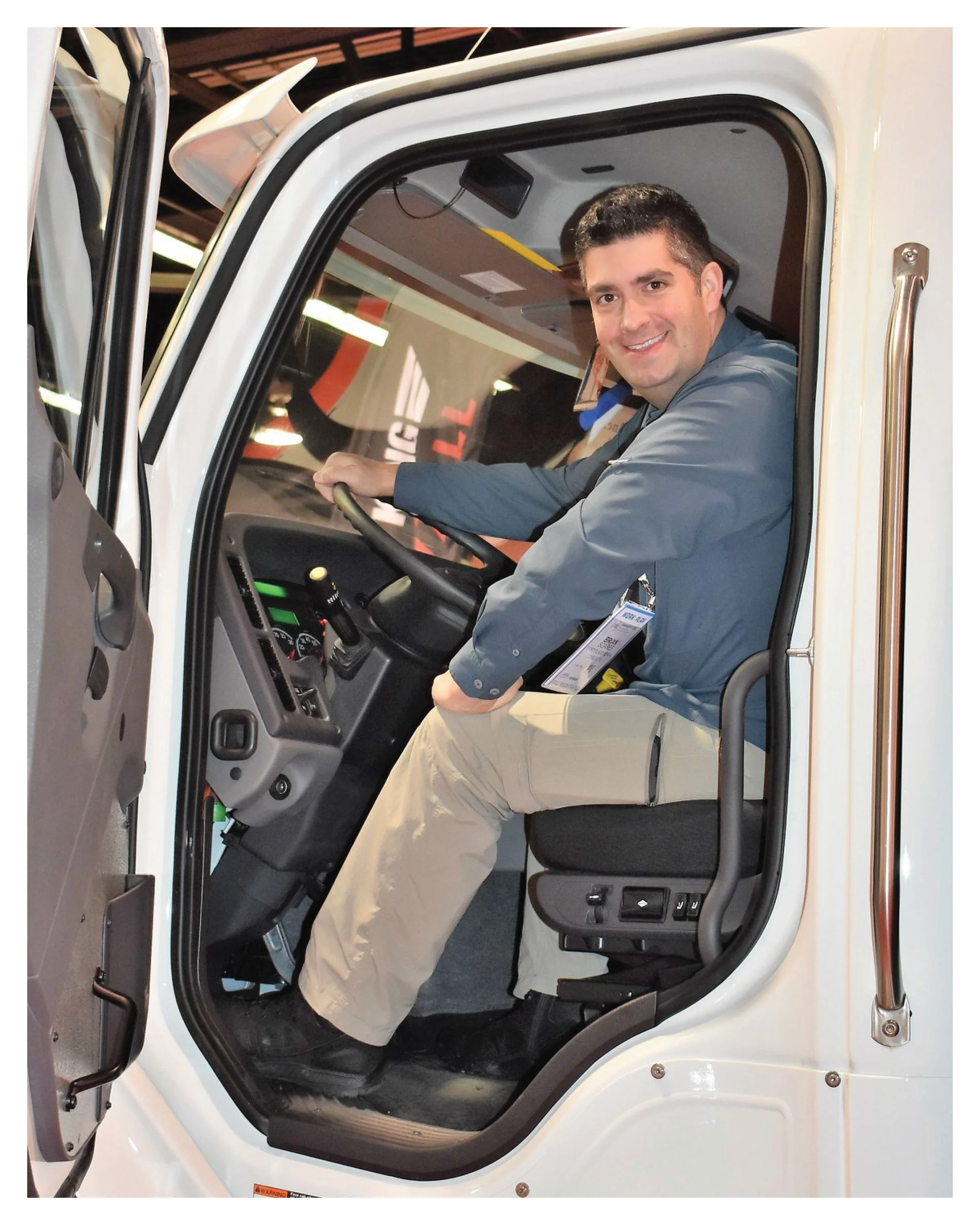 Brian of First Place Rental operating a delivery truck.