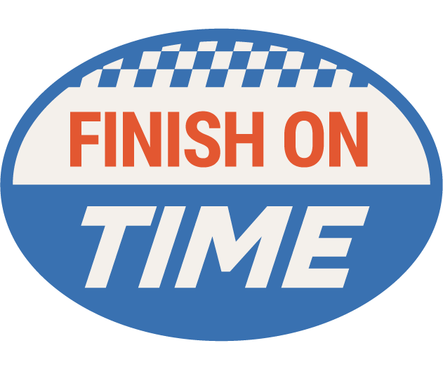 Finish on time badge.