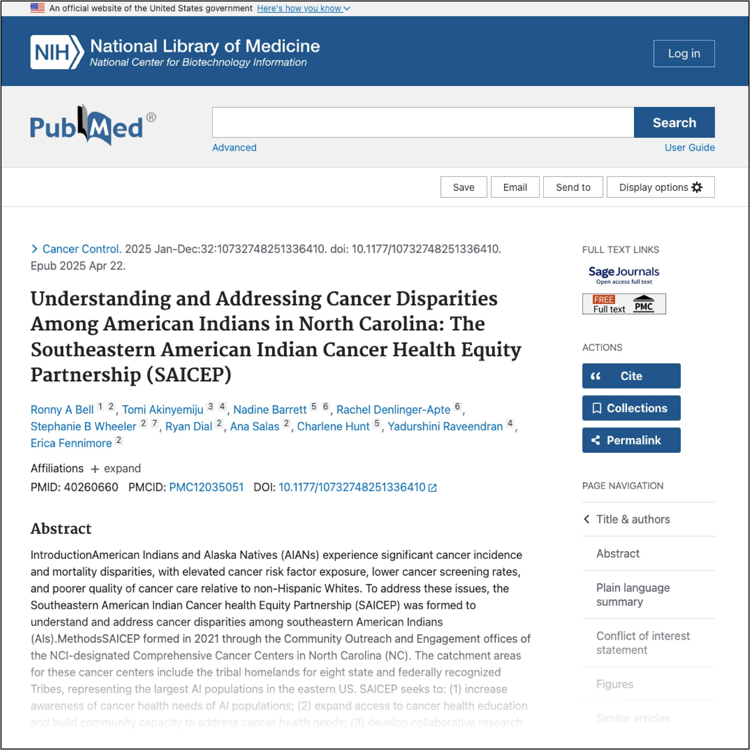 PubMed Article Screenshot