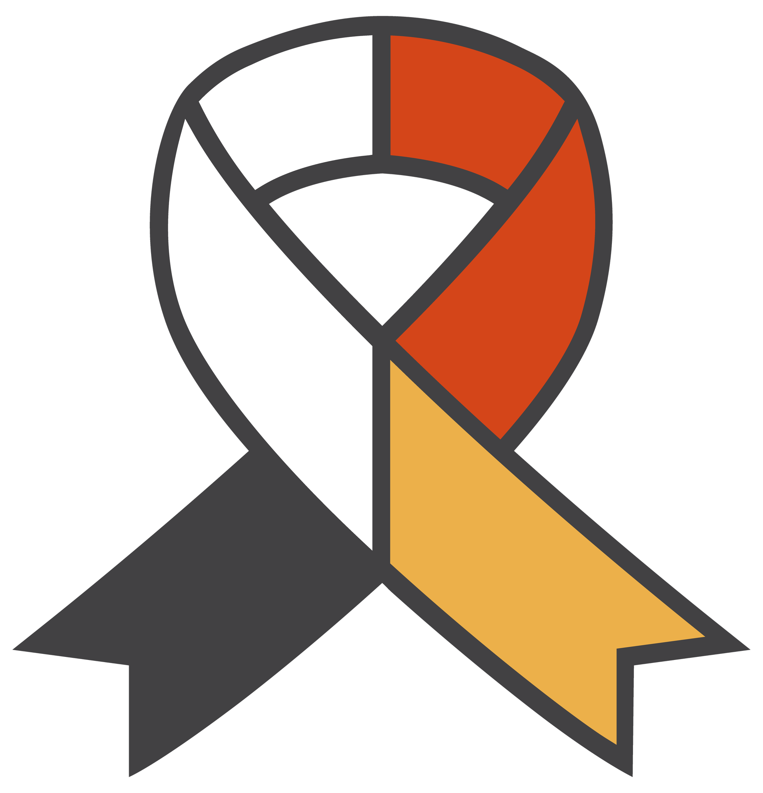 SACEP logomark which is a stylized ribbon in black, white, yellow, and red.