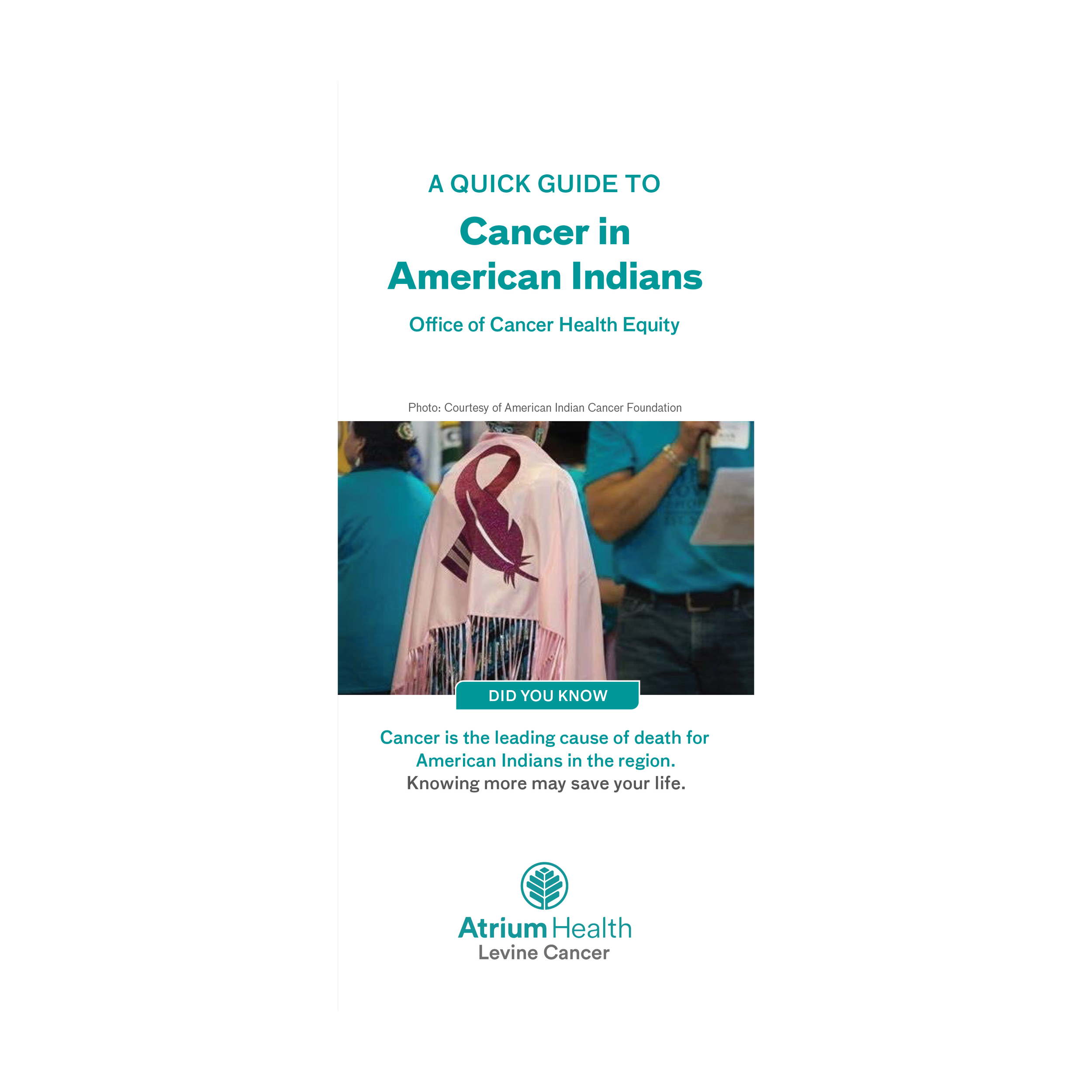 Atrium Health: A Quick Guide to Cancer in American Indians brochure cover