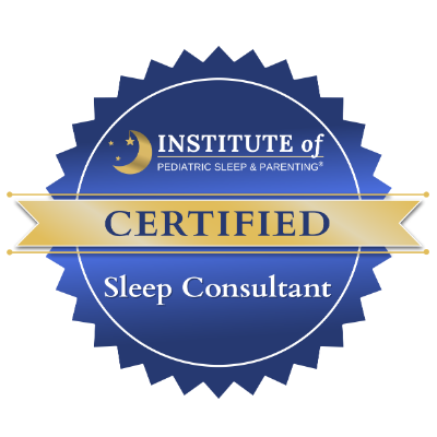 Seal indicating certification as a Sleep Consultant by the Institute of Pediatric Sleep & Parenting.