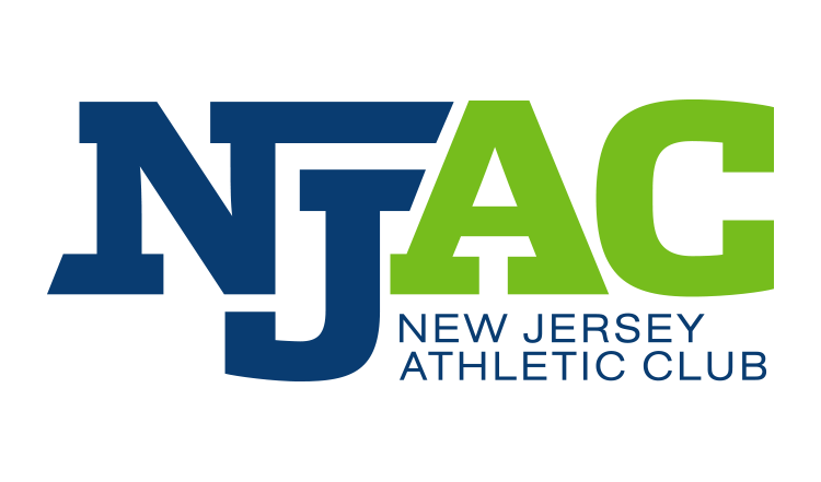 Logo of the New Jersey Athletic Club with the letters NJ in navy blue and AC in green, and the text "New Jersey Athletic Club" underneath.