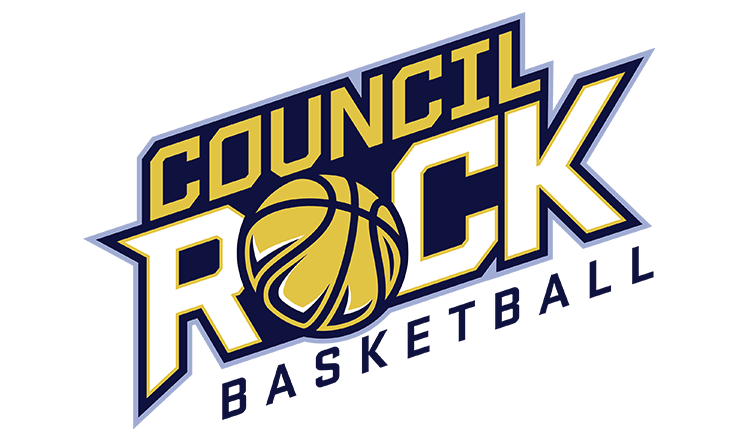 Logo of Council Rock Basketball featuring the words 'Council Rock' and a basketball graphic