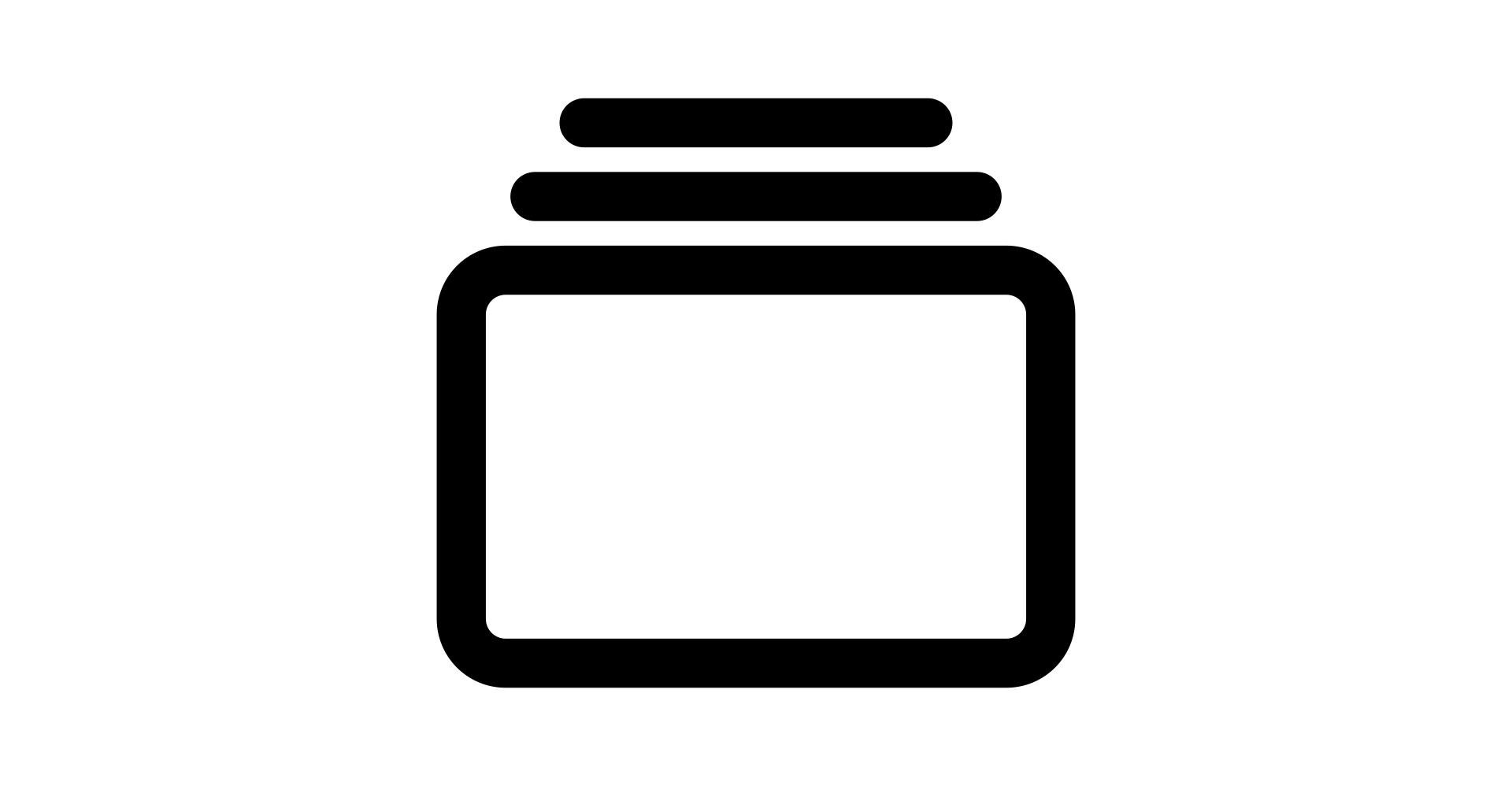Simple black and white icon of multiple tablets.