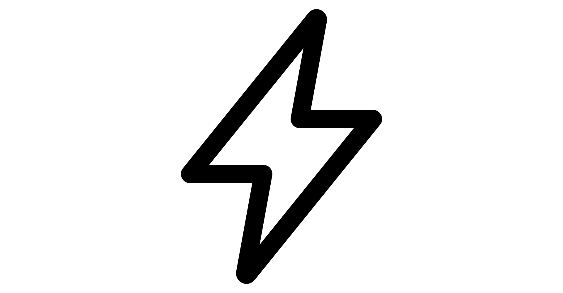 Black lightning bolt icon on white background.