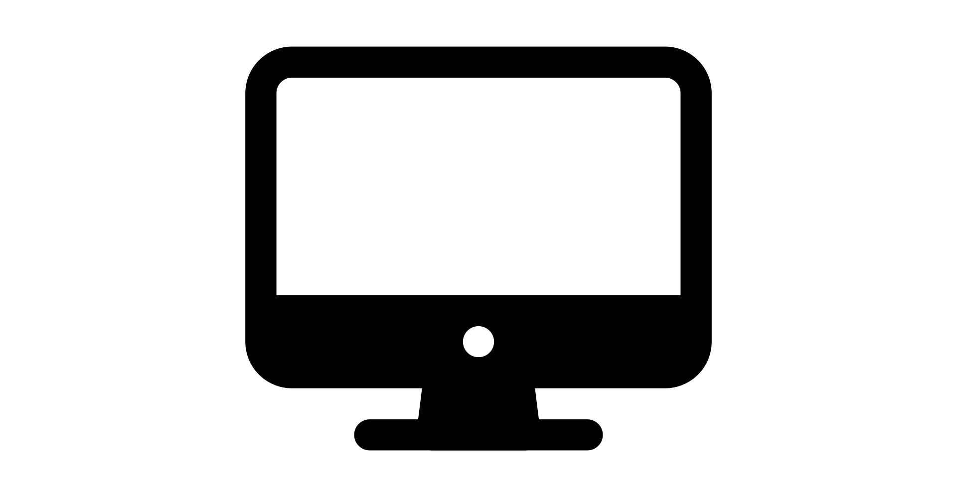 Icon of a desktop computer with a monitor and a single centered circular button.