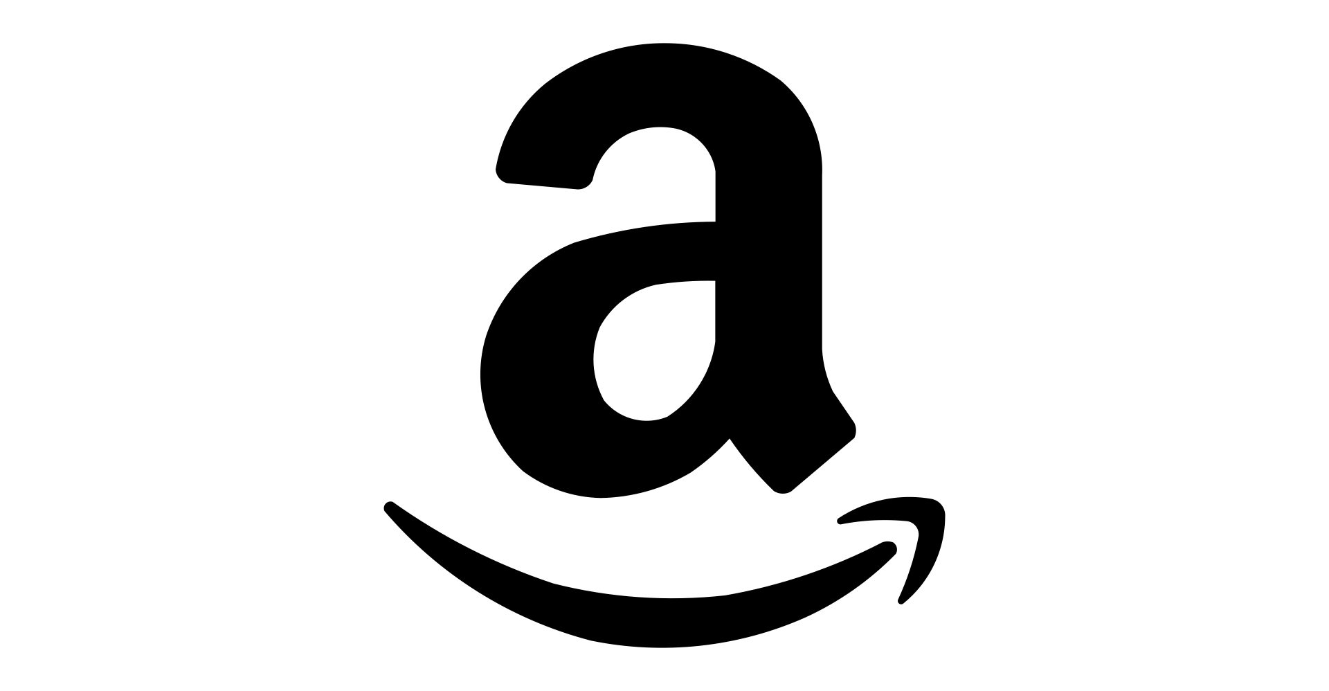 Black Amazon logo with a curved arrow underneath