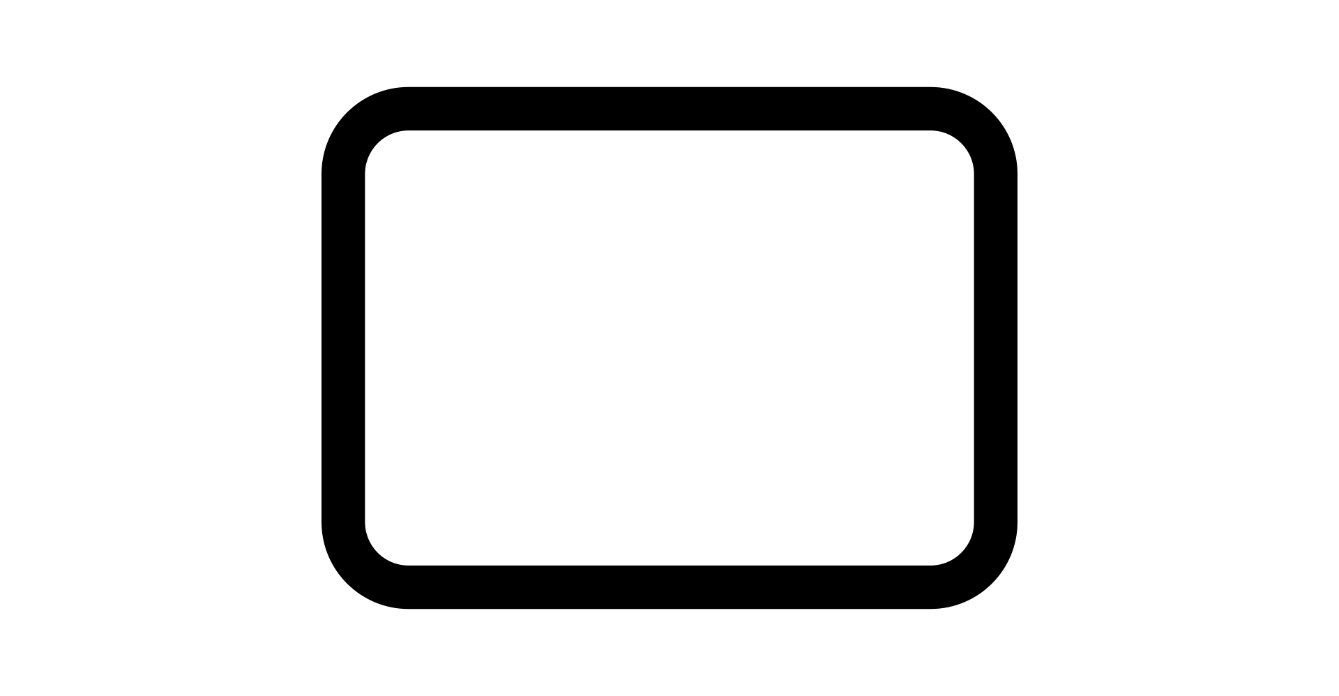 Outline drawing of a tablet in a landscape orientation.