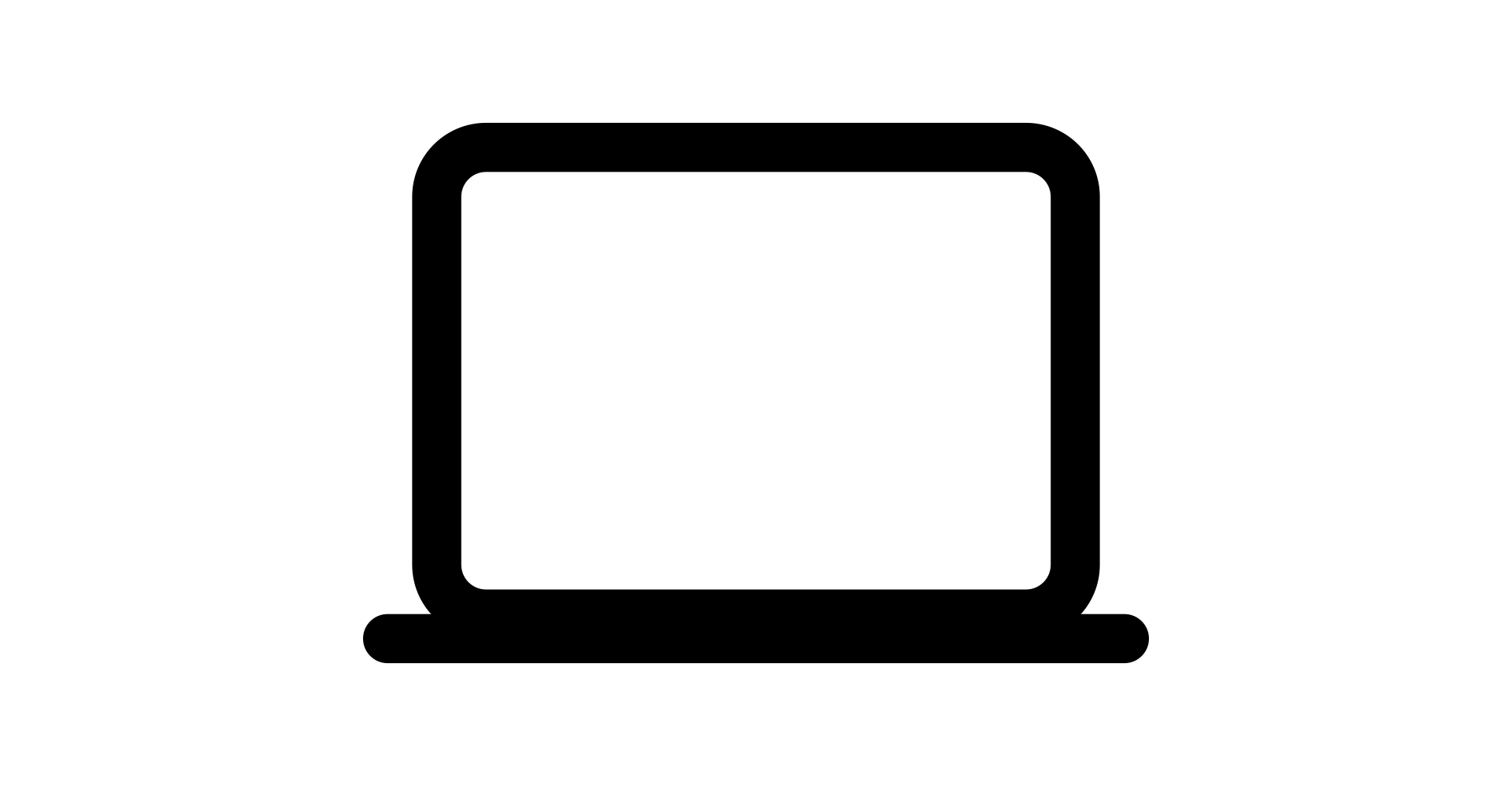 A black and white icon of a laptop computer.