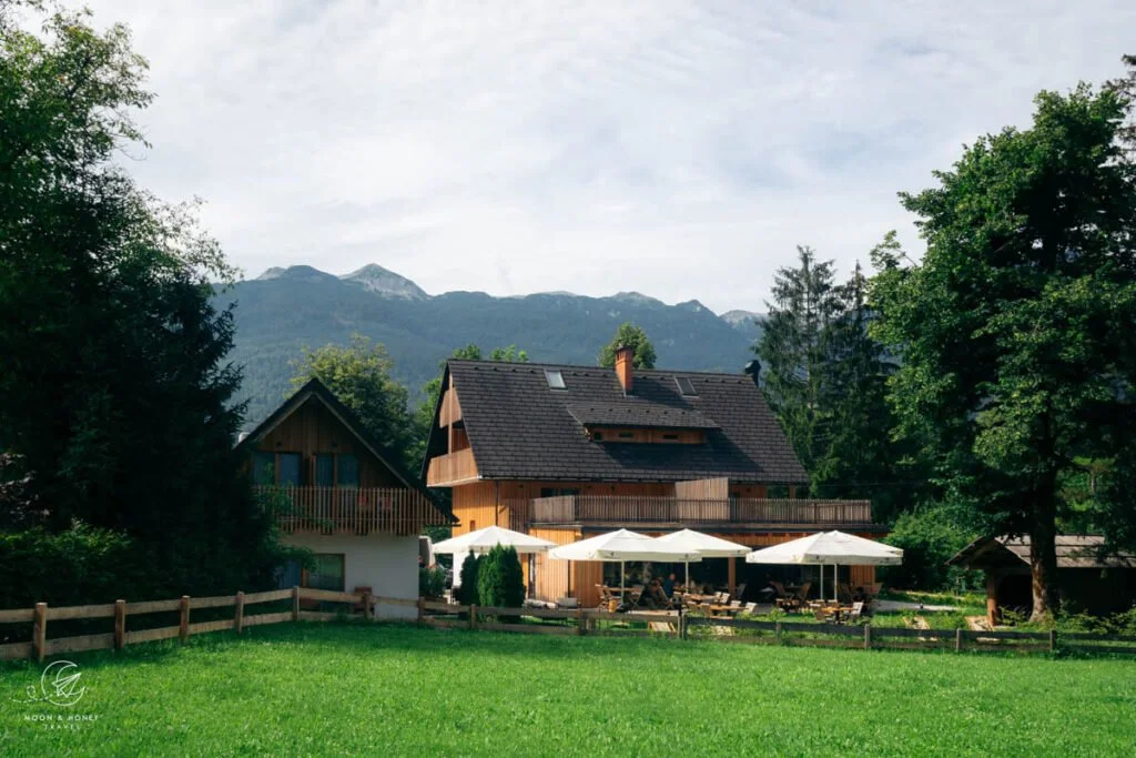 Hotel Majerca, a traditional alpine guesthouse in Bohinj, Slovenia, in the Julian Alps.