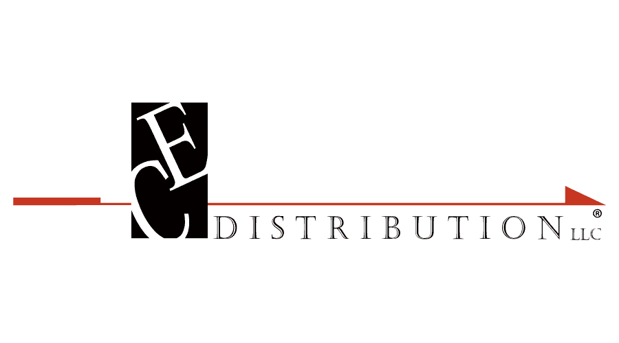 CE Distribution LLC logo with stylized letters 'C' and 'E' and a red arrow pointing to the right.
