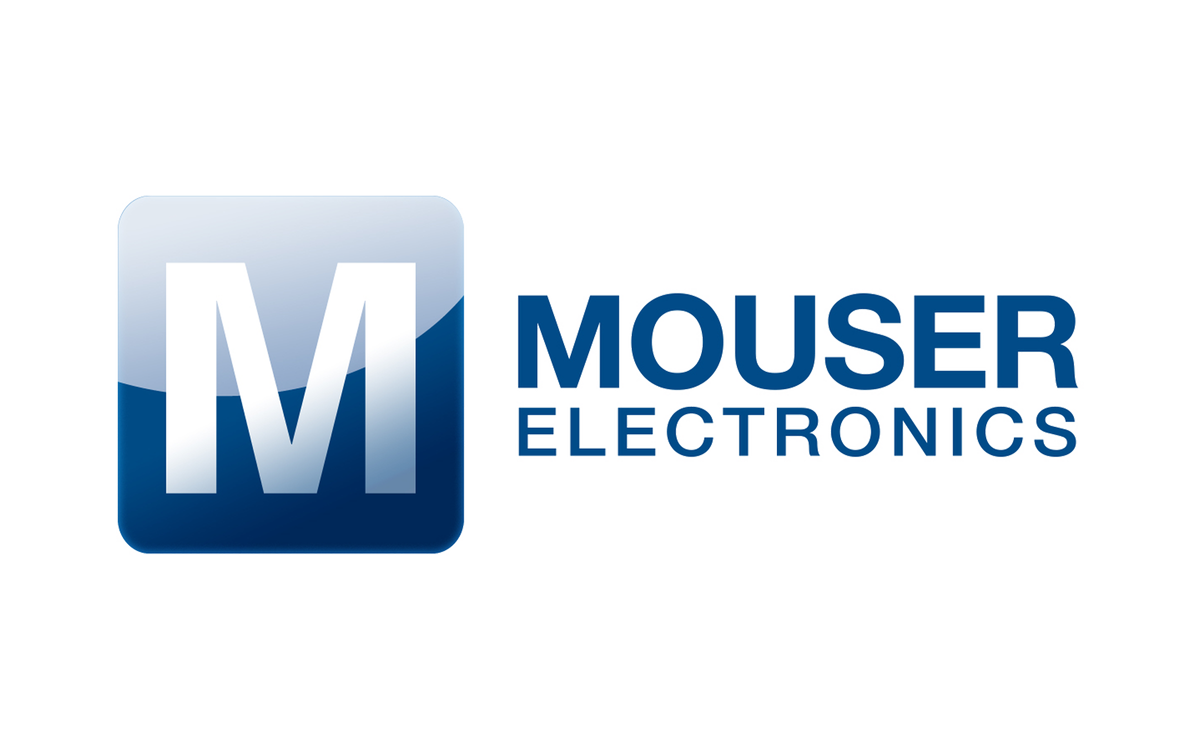 Mouser Electronics logo with a large 'M' in a blue square and the words 'MOUSER ELECTRONICS' next to it.