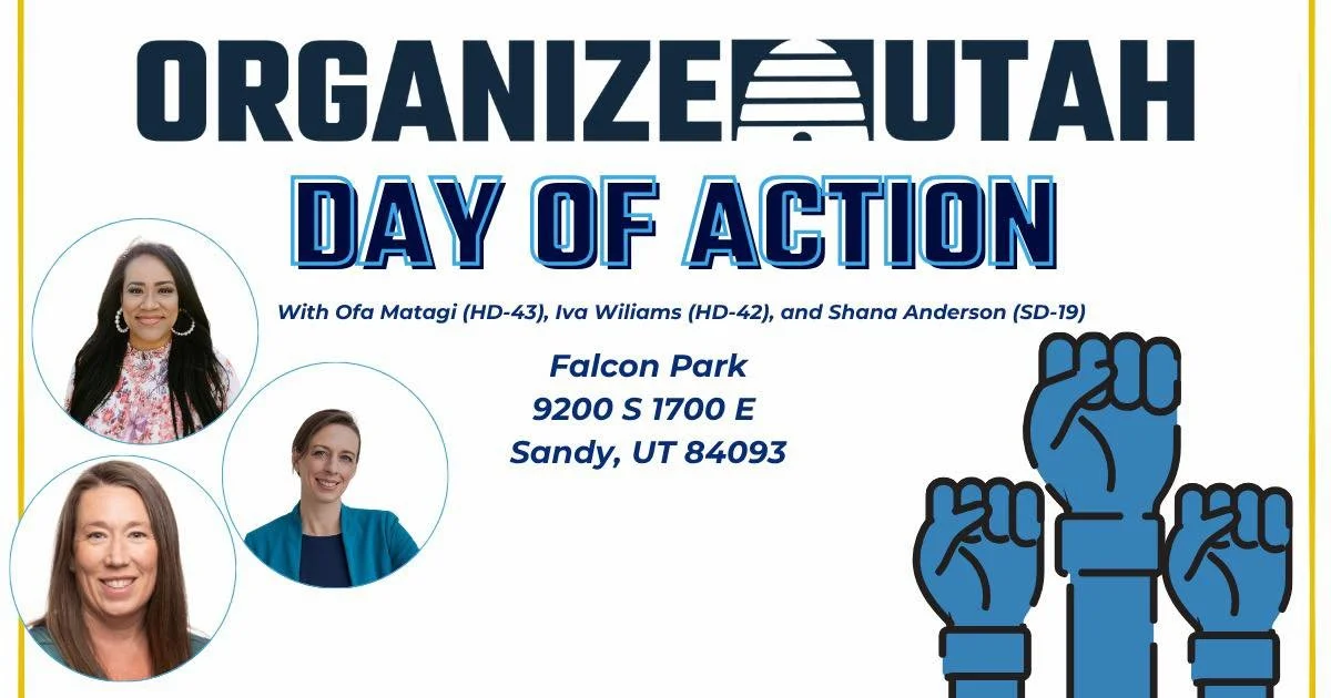 If you&rsquo;ve been looking for an opportunity to get involved with your local campaigns, now is the time! We&rsquo;ll be meeting at Falcon Park in Sandy for a Volunteer Canvassing Day of Action! 

I am so excited to get out and start knockin&rsquo;