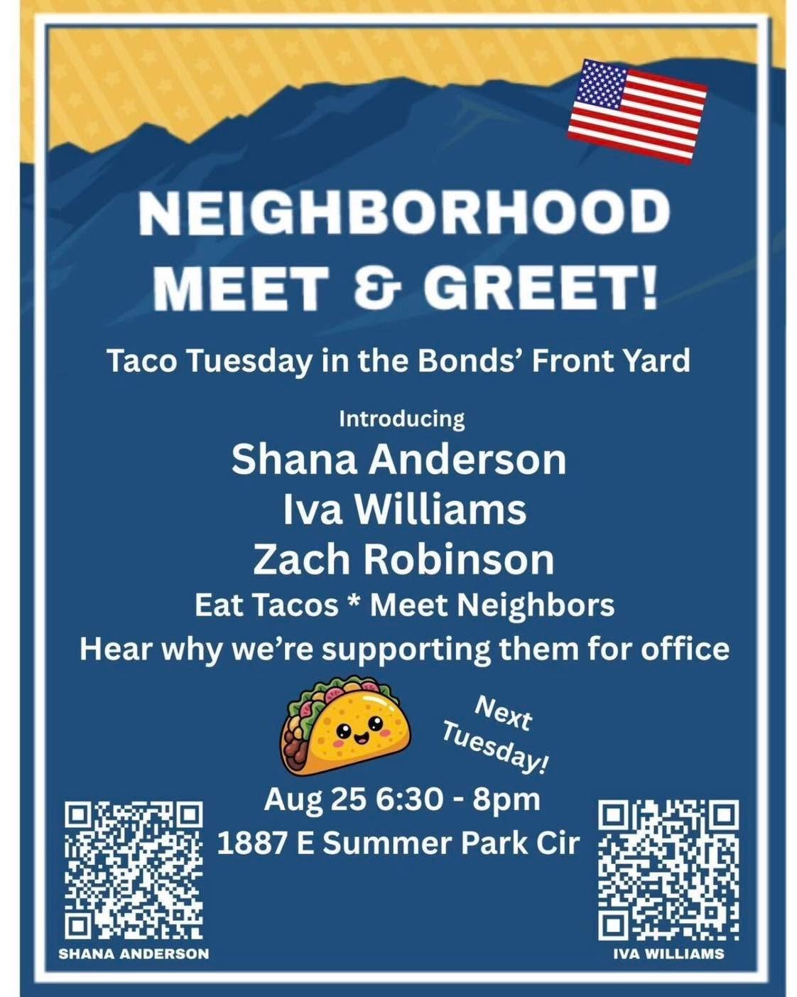 Come join us next Tuesday August 25th @6:30pm!
Shana Anderson, Zach Robinson, and I will be hosting a cottage meeting to discuss the future of Utah politics! 

#utah #democrats #sandyutah