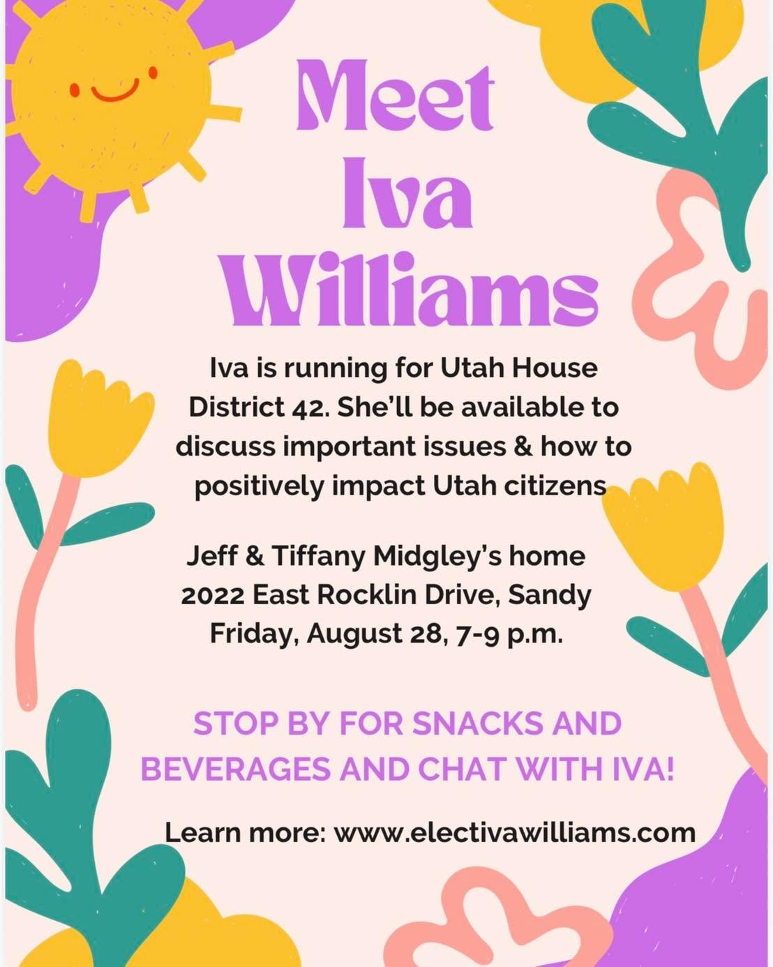 Next Cottage Meeting Friday August 28th 7-9pm!

Come prepared to talk shop on how I will work to support working families and fight for protecting environmental causes! 

#electiva #meetandgreet #utah #representative