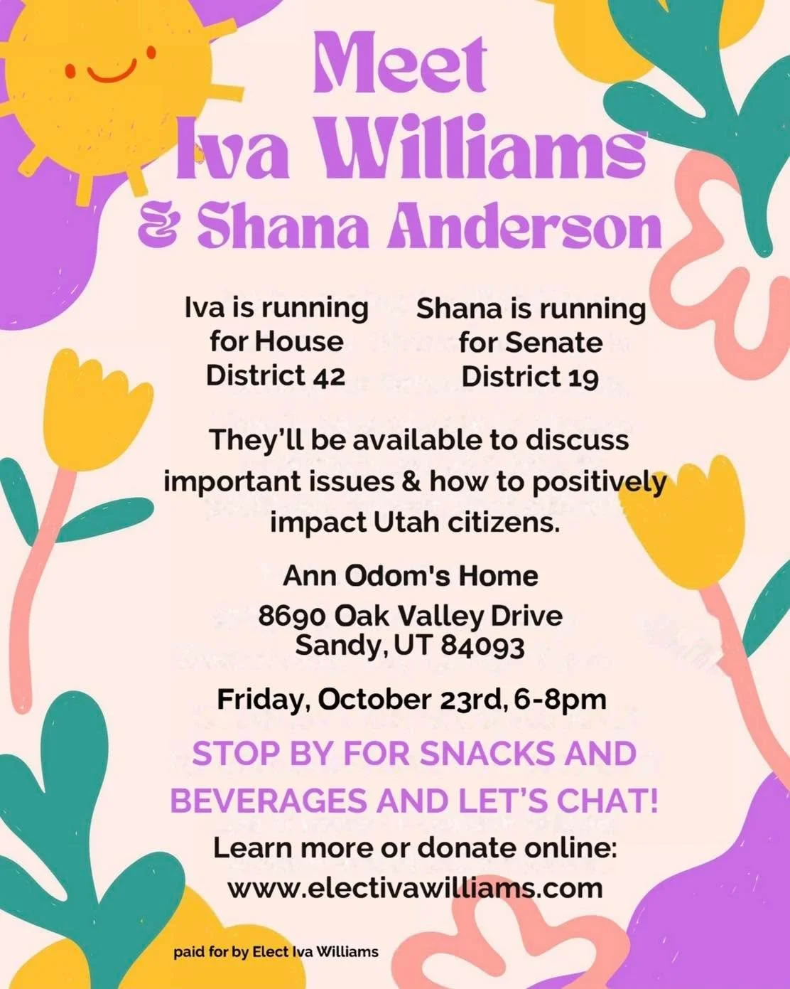 You&rsquo;re invited to our last cottage meeting for this campaign, Friday October 23rd, 6-8p! 

If you&rsquo;ve been looking for ways to get involved but don&rsquo;t know how, come meet with us to learn about ways you can participate in your democra
