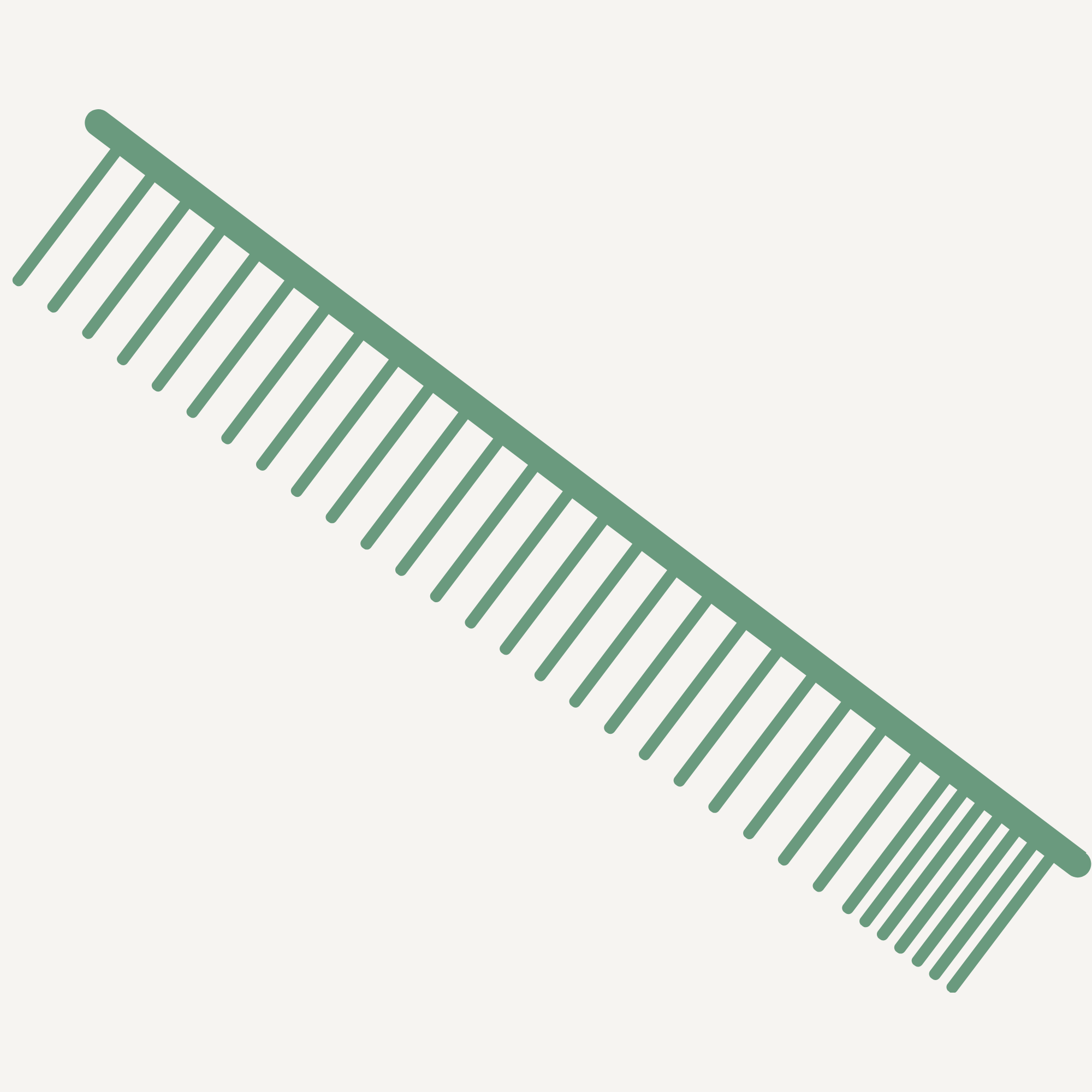 Abstract illustration of a green diagonal railing with vertical bars on a light gray background.